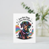 愛が長く続くのは、愛が耳を傾けるから ダックスフンド ポストカード (スタンド正面)