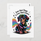 愛が長く続くのは、愛が耳を傾けるから ダックスフンド ポストカード (正面/裏面)