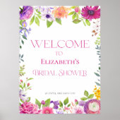 愛が開花フローラブライダルシャワーウェルカムサイン ポスター (正面)