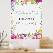 愛が開花フローラブライダルシャワーウェルカムサイン ポスター (キッチン)
