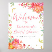 愛が開花フローラブライダルシャワーウェルカムサイン ポスター (正面)