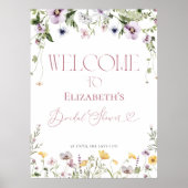 愛が開花フローラブライダルシャワーウェルカムサイン ポスター (正面)