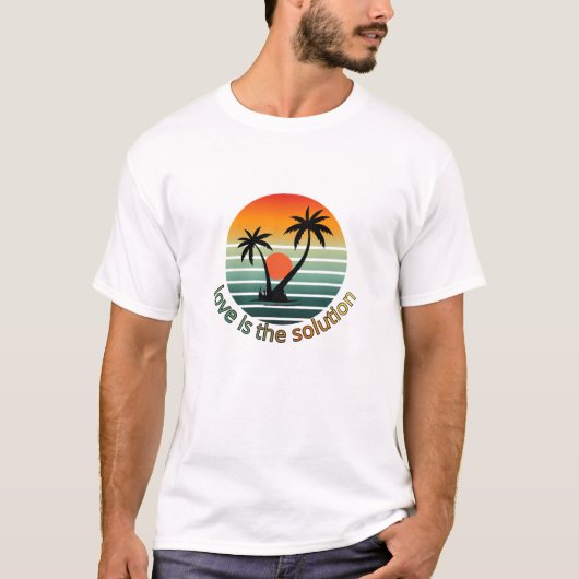 愛こそが解 Tropical Sunset Palm Tree T Tシャツ (正面)
