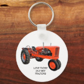 愛これらの古い赤いトラクターのキーチェーン キーホルダー (正面)