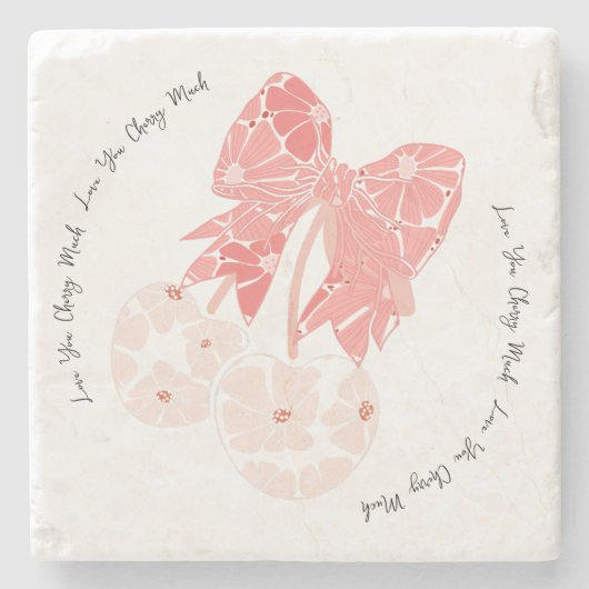 愛さくらんぼ多おもしろいくの実 ストーンコースター (正面)
