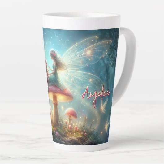 愛されたビヨンドメジャーパーソナライズされた妖精ラテマグ カフェラテマグ (右アングル)