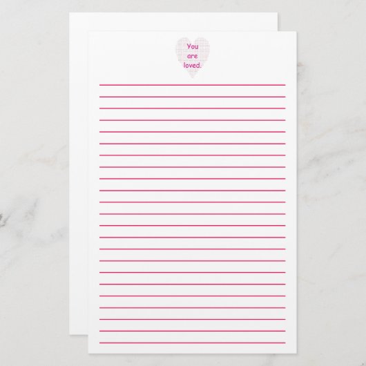 愛された点描のハートによって並べられる文房具です 便箋 (正面/裏面)