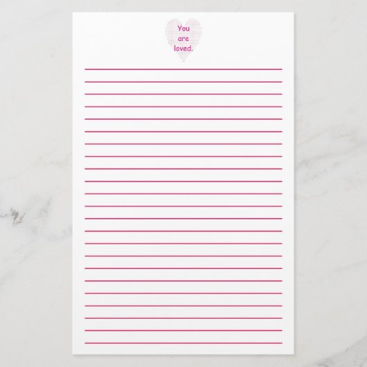 愛された点描のハートによって並べられる文房具です 便箋 (正面)