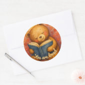 愛されている – かわいいクマの丸いステッカー ラウンドシール (封筒)