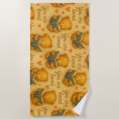 愛されている – 居心地の良いベア読のビーチタオル ビーチタオル (正面)