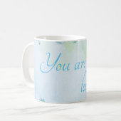 "愛されている"水色ブルー コーヒーマグカップ (正面左)