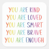 愛されるおもしろいの虹の前向き肯定 スクエアシール (正面)