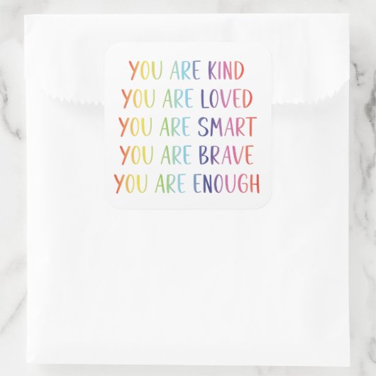 愛されるおもしろいの虹の前向き肯定 スクエアシール (バッグ)