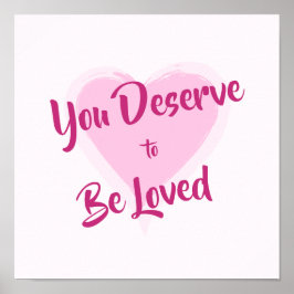 「愛されるに値する」ピンクのハートプリント ポスター