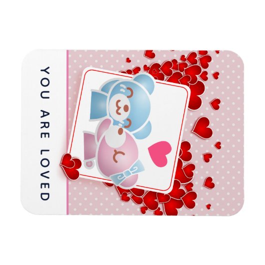 愛されるキスをする熊の水玉模様 マグネット (横)