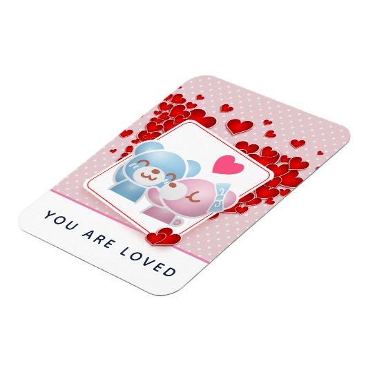 愛されるキスをする熊の水玉模様 マグネット (左側)