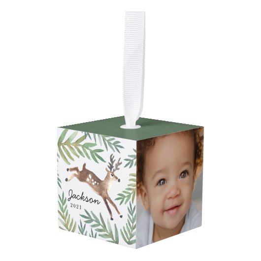 愛されるディーリーフォトキープサセセラミックオーナメント キューブオーナメント (正面アングル)