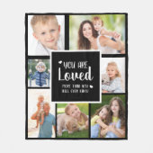 愛されるハート白黒7 Photo Collage フリースブランケット (正面)