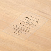 愛されるブラックカリグラフィー結婚式 アクリル招待状 (レイダウン)