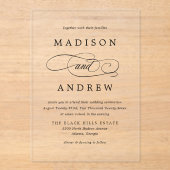 愛されるブラックカリグラフィー結婚式 アクリル招待状 (正面)