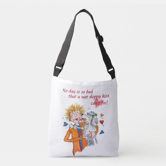 愛されるプードルは赤で私たちの女性をなめる クロスボディバッグ (正面)