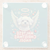 愛されるホリデーチャーム マルチーズのクリスマスエンジェル ガラスコースター (裏面)