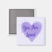 「愛される人」紫のハート マグネット (正面/裏面)