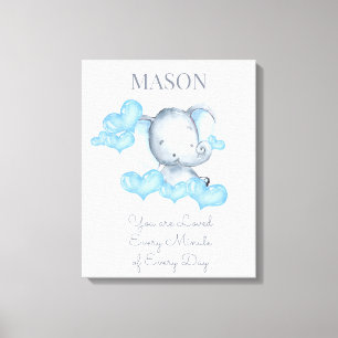 愛される可愛い男の赤ちゃん象パーソナライズされた キャンバスプリント
