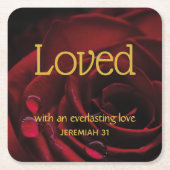 愛される永遠の愛の赤のバラのカスタムバレンタイン スクエアペーパーコースター (正面)