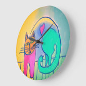 愛される猫の抽象芸術アート ラージ壁時計 (傾斜)