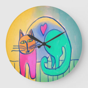 愛される猫の抽象芸術アート ラージ壁時計