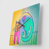 愛される猫抽象芸術アート大時計 スクエア壁時計 (傾斜)