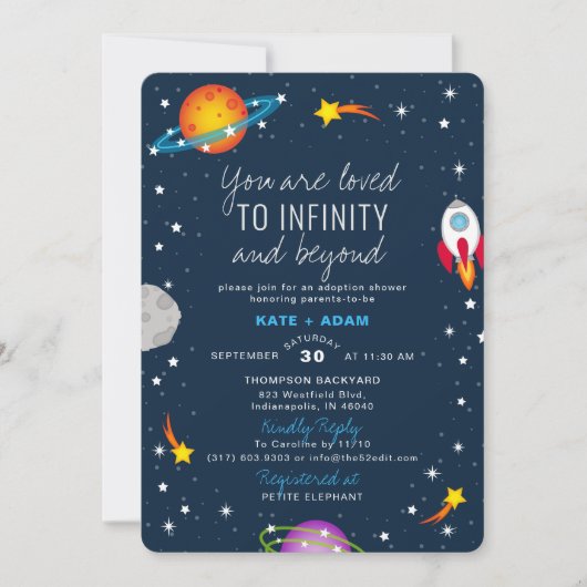 愛される男の子養子縁組の赤ちゃんシャワー 招待状 (正面)