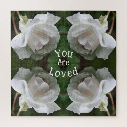 愛される白いバラの抽象芸術 感動的 ジグソーパズル (縦)