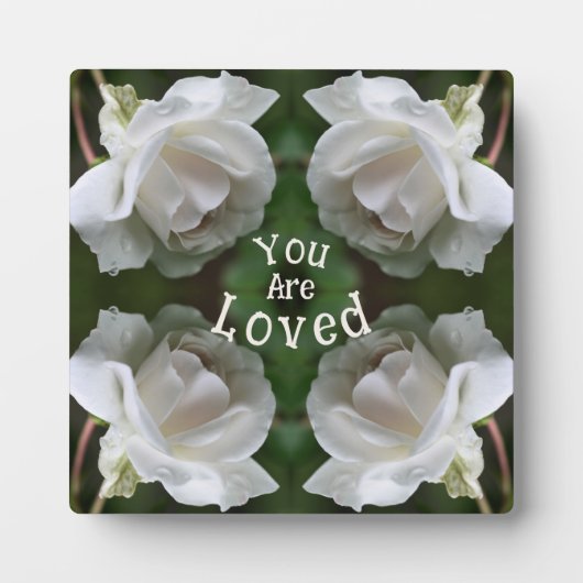 愛される白いバラの抽象芸術 感動的 フォトプラーク (正面)