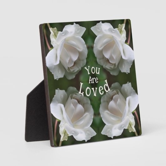 愛される白いバラの抽象芸術 感動的 フォトプラーク (正面)