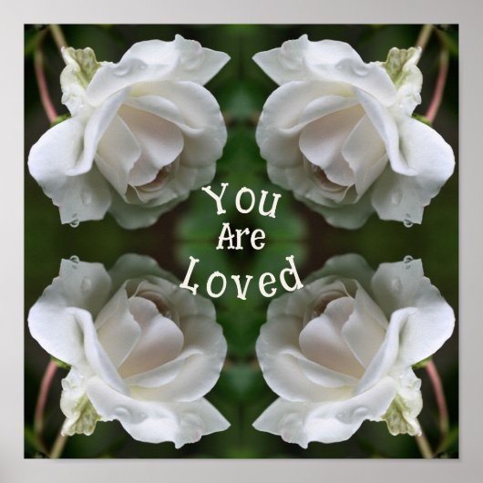 愛される白いバラの抽象芸術 感動的 ポスター (正面)