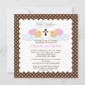 . .愛しい双子の赤ちゃん女の子たちが聖なるバプテスマの誘い 招待状 (正面)