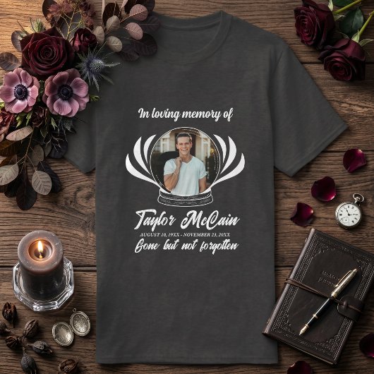 愛しい思い出 ダークフラワーハートメモリアル Tシャツ