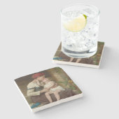 愛しい母と愛らしい子ども（ペロー） ストーンコースター (横)