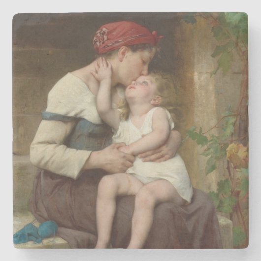 愛しい母と愛らしい子ども（ペロー） ストーンコースター (正面)