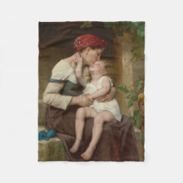 愛しい母と愛らしい子ども（ペロー） フリースブランケット