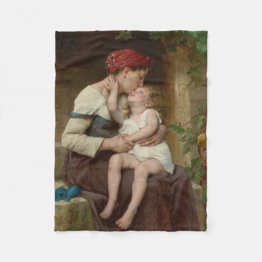 愛しい母と愛らしい子ども（ペロー） フリースブランケット (正面)