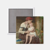 愛しい母と愛らしい子ども（ペロー） マグネット (正面/裏面)