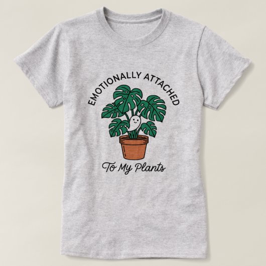 愛しい観葉植物に執着する可愛いオバケ Tシャツ (デザイン正面)