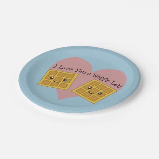 愛しおもしろいてるワッフルかわいいかわいい ペーパープレート (アングル)