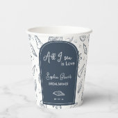 愛しか見えない ネイビーブルーの貝殻 落書き 紙コップ (裏面)