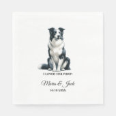 愛した最初の結婚式のボーダーコリー犬 スタンダードランチョンナプキン (正面)