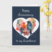 愛していつまでもアニバーサリーラブバード カード (黄色い花)