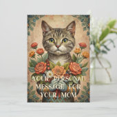愛しているよ ママ - 母の日の花束を持つ猫 シーズンカード (スタンド正面)